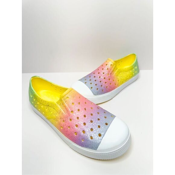 London Fog Girl Shoes Size 3 Rainbow Slip On Casual School Shoes - Picture 4 of 7
